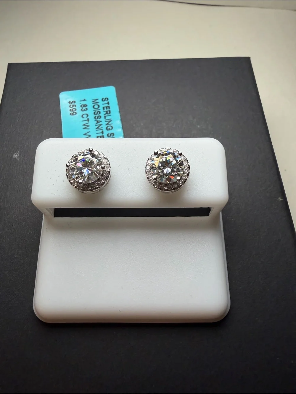 Classic Round Crystal Halo Stud Earrings in Clear Silver